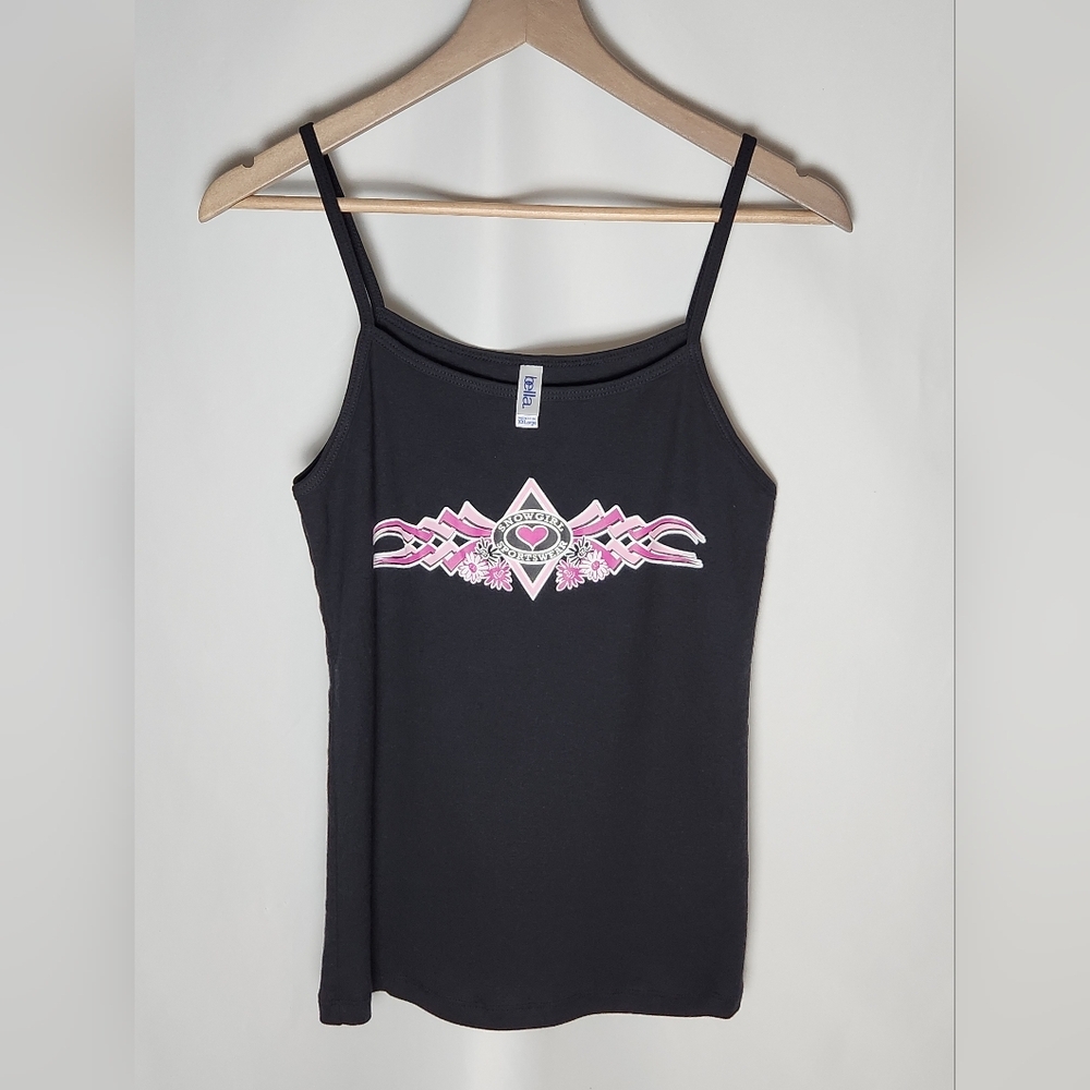 Bella SnowGirl Sportswear Black Cotton Tank Pink Logo XXL
